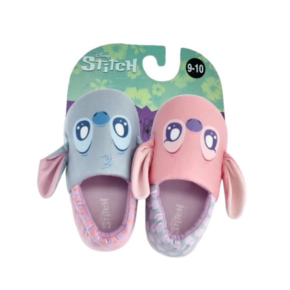Disney Stitch And Angel Kids Slippers - Pink and Blue - Picture 1 of 8